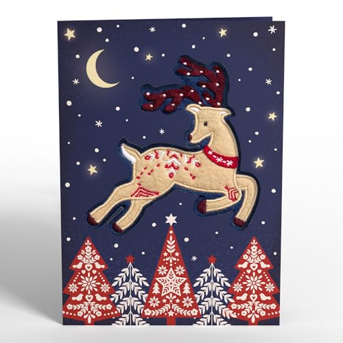 Prancing Reindeer Christmas Card with Envelope