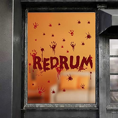 Halloween Redrum Murder Wall Decals Horror Ghost Bloody Handprint Stickers (37 Count)
