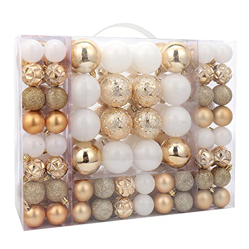 87ct Christmas Ball Ornaments Set Shatterproof Seasonal Hanging Decorations with Reusable Hand (87 Count)