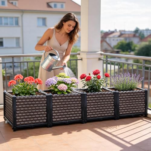 Large Planters for Outdoor Plants 14" Tall Planter Box (4 Count)