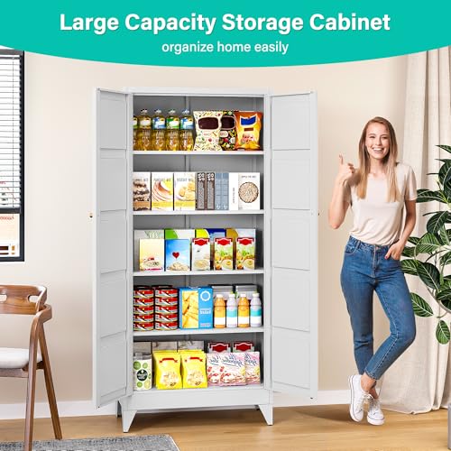Pantry Storages Cabinet with 2 Doors and 5 Shelves