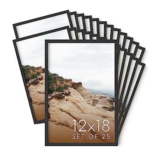 12x18 Black Oak Wood Picture Frames Set of 25