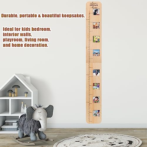 Solid Wood Growth Chart for Kids with Picture Frames