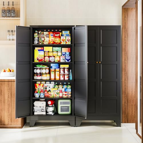72" H Metal Storage Cabinet with 2 Doors and 4 Shelves