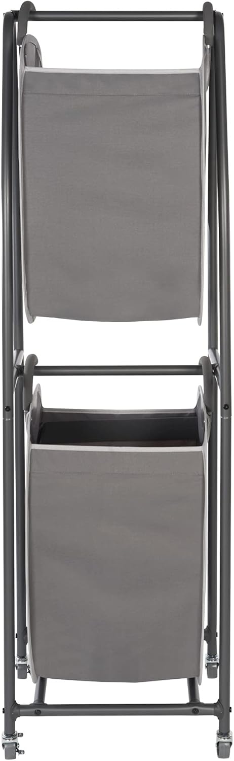 Neatfreak - 2 Tier Laundry Sorter - Laundry Hamper With Wheels & 2 x Laundry Basket Tote Bags For Dirty Clothes, Towels, Blankets, Bathroom Storage & Laundry Room Organization - NestledHome