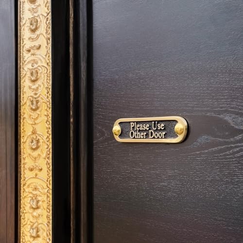 Please Use Other Door Brass Door Sign. Traditional Style Home Décor Wall Plaque Handmade By The Metal Foundry UK