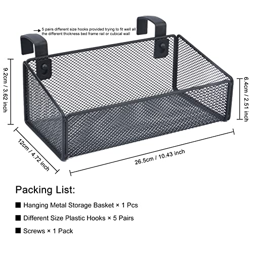 Bedside Caddy Hanging Storage Basket Beside Shelf Metal Organizer for Collage Dorm Bunk Bed