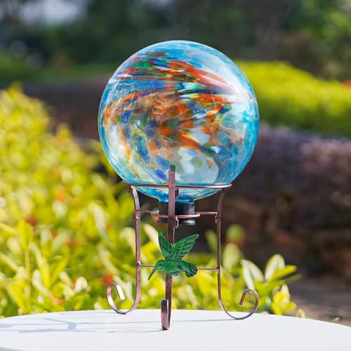 10 Inch Glass Gazing Ball with 9.4" H Metal Stand