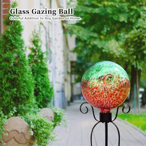Gazing Ball Glass Gazing Balls Garden Globe Outdoor Decor 10" Red