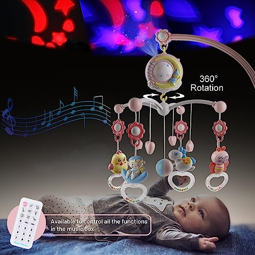 Baby Crib Mobile with 150 Melodies & Projector Pink