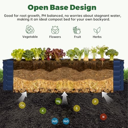 8x4x2ft Outdoor Metal Raised Garden Bed