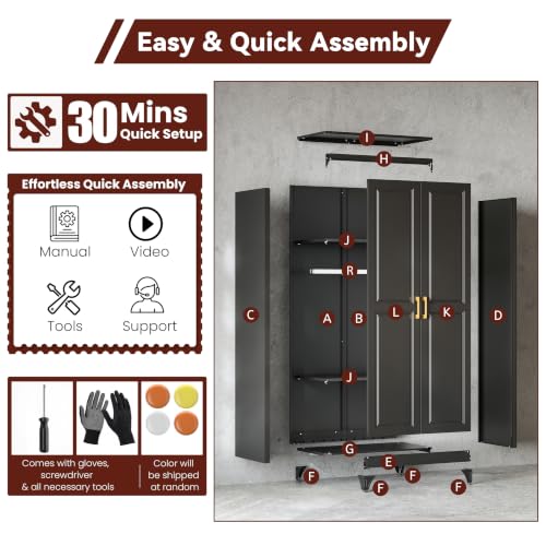 71" Tall Metal Wardrobe Closet