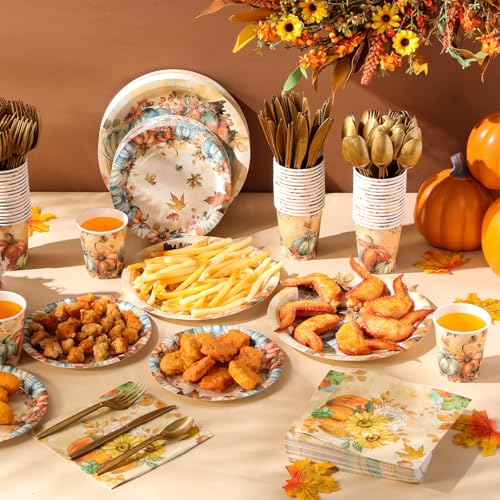 350Pcs Thanksgiving Disposable Tableware Paper Plate (350 Count)