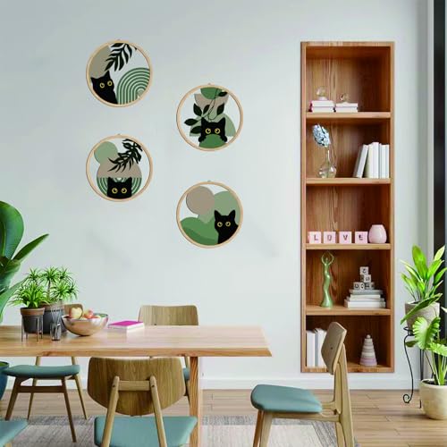 Sage green Cat Wall Art Sage green C at Room Decor Aesthetic (4 Count)