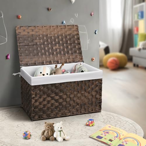 Large Wicker Storage Basket with Lid