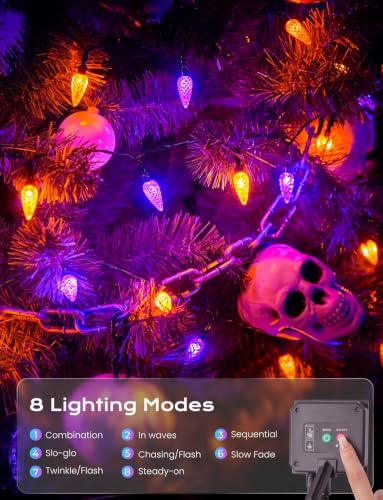 Orange Purple Solar Operated C6 Halloween Outdoor Lights