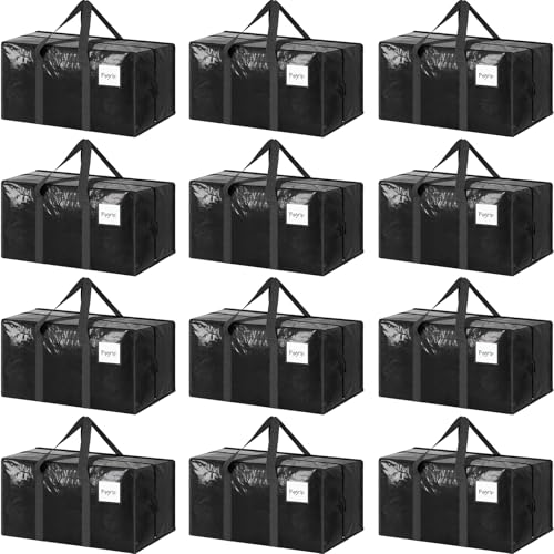 12 Pack Extra Heavy Duty Large Moving Bags with Strong Zipper (12 Count)