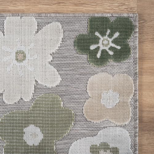 Outdoor Rug 5x7 Modern Floral Tropical Area Rugs for Outdoor and Indoor Patio Easy to Clean Non Shedding Living Room Porch Garden Washable Outside Carpet (35 Sq Ft)