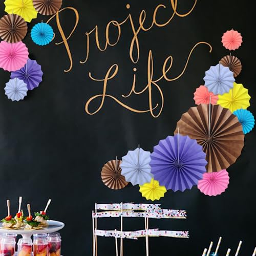 Brown Party Decorations 12in Hanging Paper Fans DIY Set (30 Count)