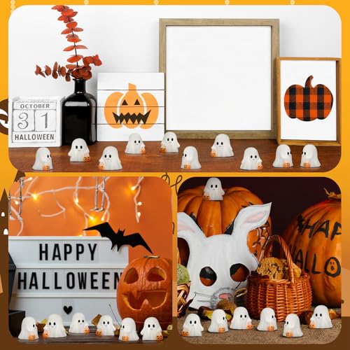 50 Pcs Halloween Mini Ghosts Figurines Resin Tiny Ghosts (50 Count)