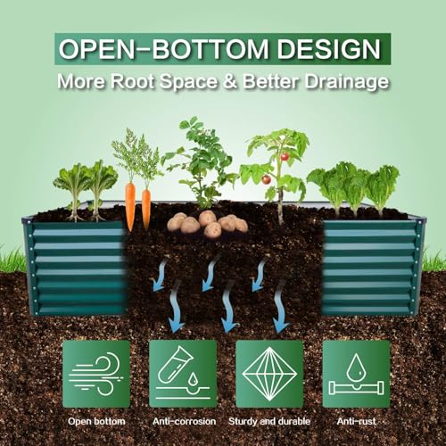 GARDMAX 8x4x2FT Galvanized Raised Garden Bed Kit