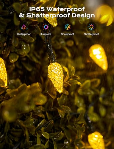 Warm White Solar Operated C6 Strawberry String Lights