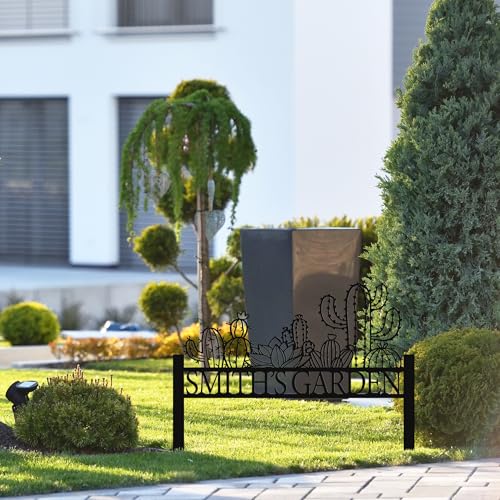 Personalized Cactus Metal Garden Sign