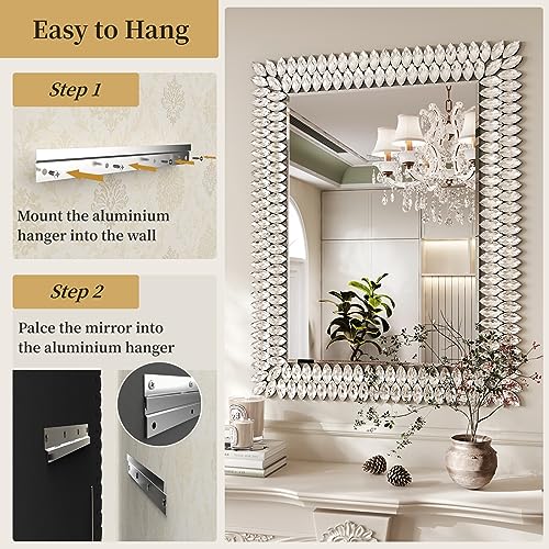 24"x36" Jeweled Luxury Rectangle Decorative Wall Mirror (172 Count)