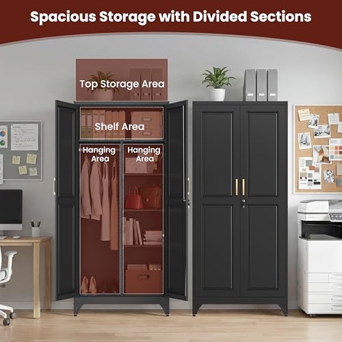 71" Tall Armoire Wardrobe Closet with Lock & Doors