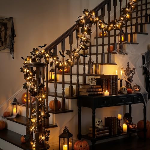 2 Pcs Lighted Black Garland Decoration 20 Ft 60 Led (20 Foot)