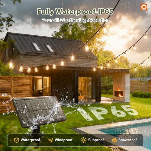 33FT(27+6) Solar String Lights Outdoor, Waterproof Dimmable 9+1 LED (33 Foot)