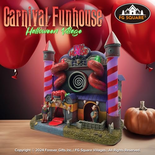 Carnival Funhouse Clown Theme Spooky Halloween Village Multi