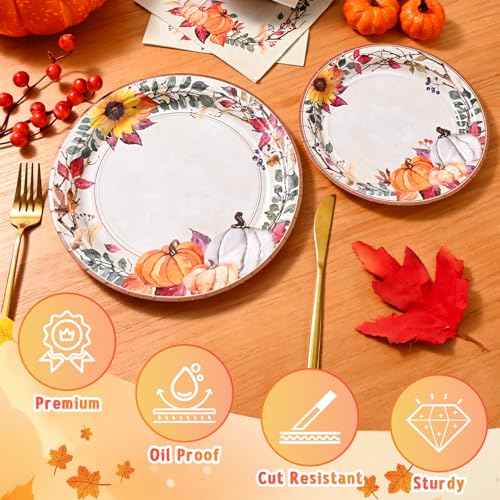 200 Pcs Fall Paper Plates and Napkins (200 Count)