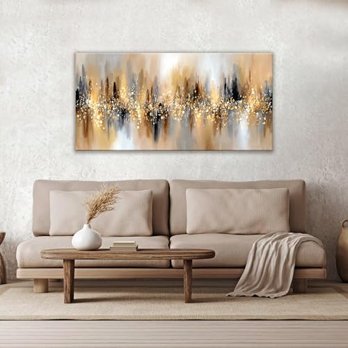 Modern Gold Abstract Wall Art For Living Room Prints 24x48 ln