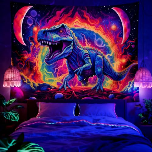 Blacklight Dinosaur Tapestry Wall Hanging 90x70in