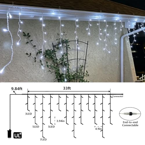 Icicle Lights for Outside (33 Foot)