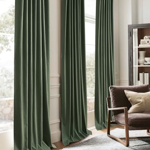 Olive Green Bedroom Curtains 84 Inch Length 2 Panels Set Burg (2 Count)