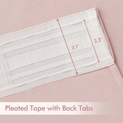 Light Pink Back Tab Blackout Curtains 52x90 Inch Long 2 Panels Set (2 Count)