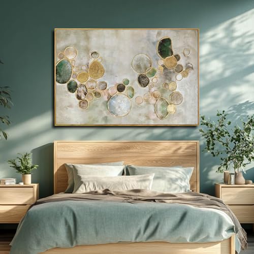 Gold Line Home Wall Decor Abstract Wall Art Neutral Canvas Artwork 32"x48" Decorations for Bedroom Large Paintings for Living Room