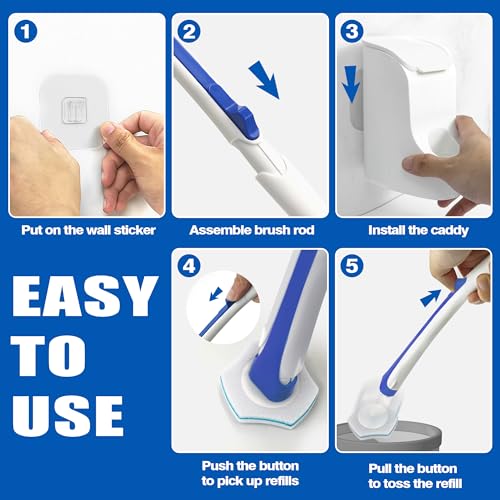 Disposable Toilet Brush with 48 Wand Cleaner Refills