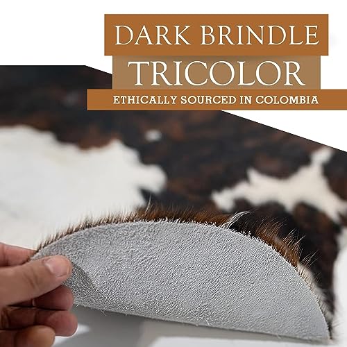 100% Genuine Dark Brindle Tricolor Cowhide Rug