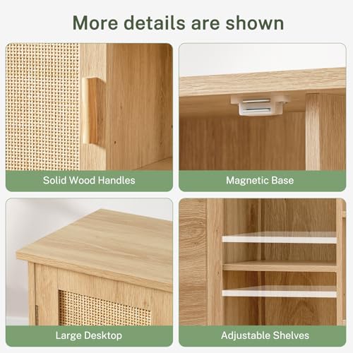 Rattan Storage Cabinet with 4 Adjustable Shelves