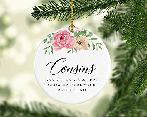 Round Ceramic Porcelain Christmas Tree Ornament Keepsake Gift for Cousins