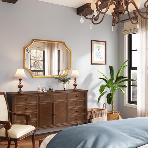 20"x28" Gold Foil Metal Scalloped Decorative Wall Mirror