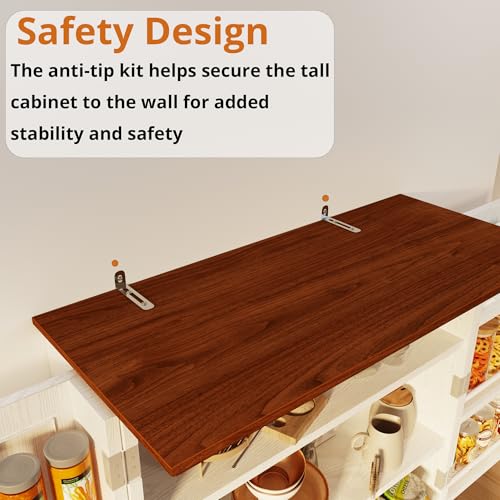72" Kitchen Pantry Cabinet with Sliding Rack & Adjustable Shelves