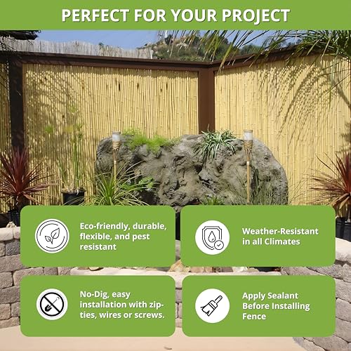 Natural Bamboo Fencing Decorative Rolled Fence Panel 1 in D x 6 ft H x 8 ft L