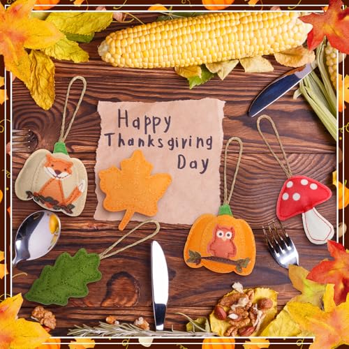12 Pcs Fall Felt Ornaments Thanksgiving 3D Hanging Tree Decor (12 Count)