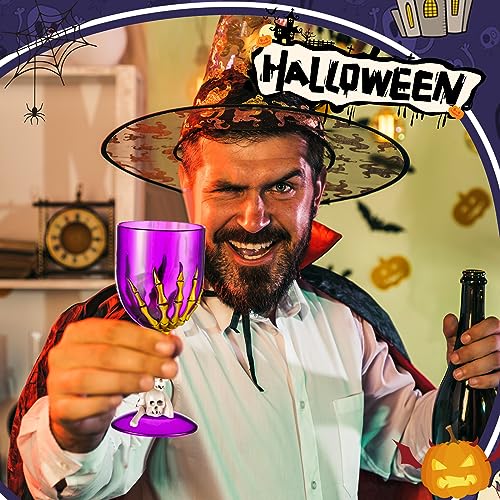 12 Pcs Halloween Skull Claw Goblet Wine Cup 10 oz Gothic Skull Wine Goblet Skeleton Design Cup Creepy Claw Mug for Halloween Party Bar Fancy Haunted House Martini Drinking KTV Store (12 Count)