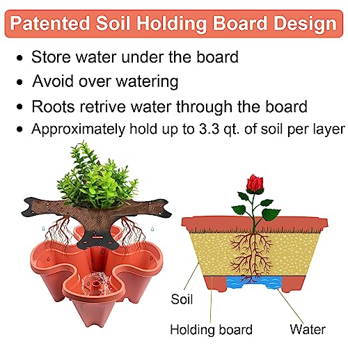 Stackable Planters 3 Tier Vertical Garden Planting Tower Planters Strawberry