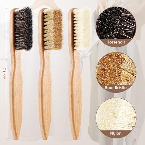 3 Pcs Wood Laundry Stain Brush Stain Remover Brushes with Boar Bristle Small Stain Brush for Clothes for Scrubbing Stains from Furniture Fabric Leather (3 Count)
